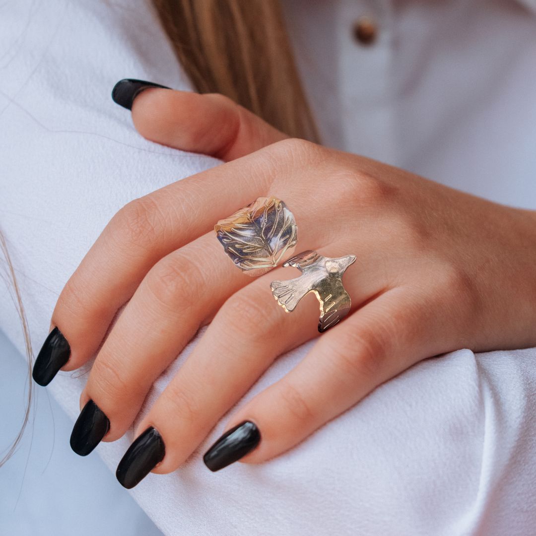 Handcrafted Pure Silver Bird Statement Ring-Rings-SEH Designs, LLC