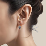 999 Pure Silver Dangle Earrings And Lavender Swarovski Crystal-Jewelry-SEH Designs, LLC