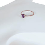 Beautifully Handmade Dainty Sterling Silver Ring With Oval Amethyst Gemstone-Rings-SEH Designs, LLC
