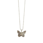 Fluttering Grace | Handcrafted Fine Silver Butterfly Necklace with Garnet Gemstone on Silver Chain-Necklace-SEH Designs, LLC