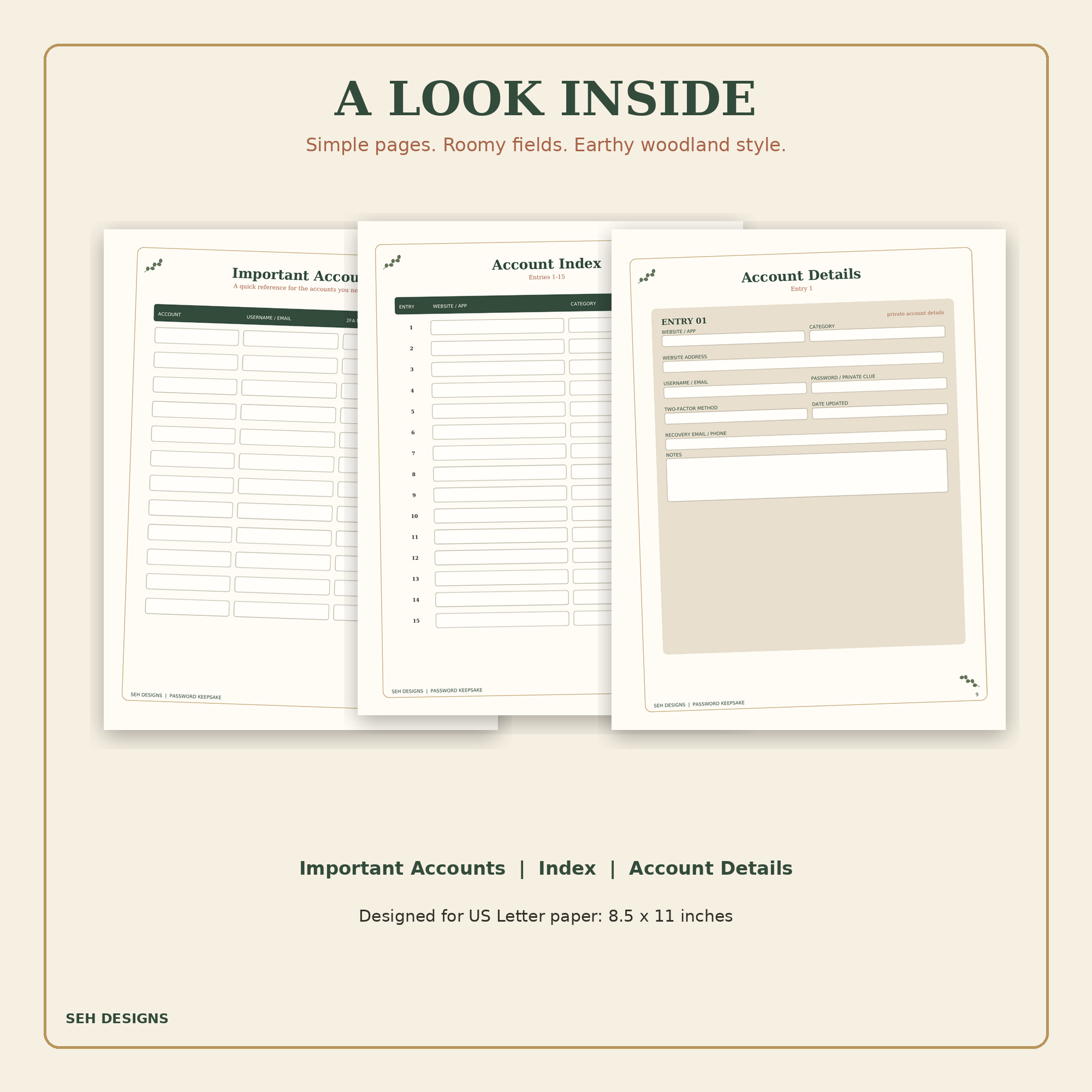Password Keepsake – Printable & Fillable PDF