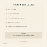 Password Keepsake – Printable & Fillable PDF